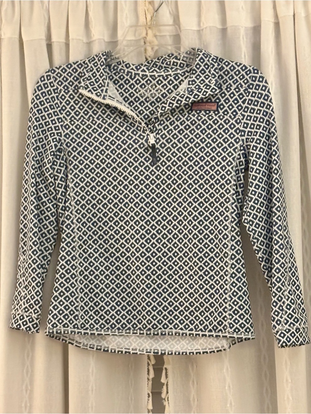 Vineyard Vines Girls Shep Shirt Quarter Zip Pullover Navy White Med 10-12